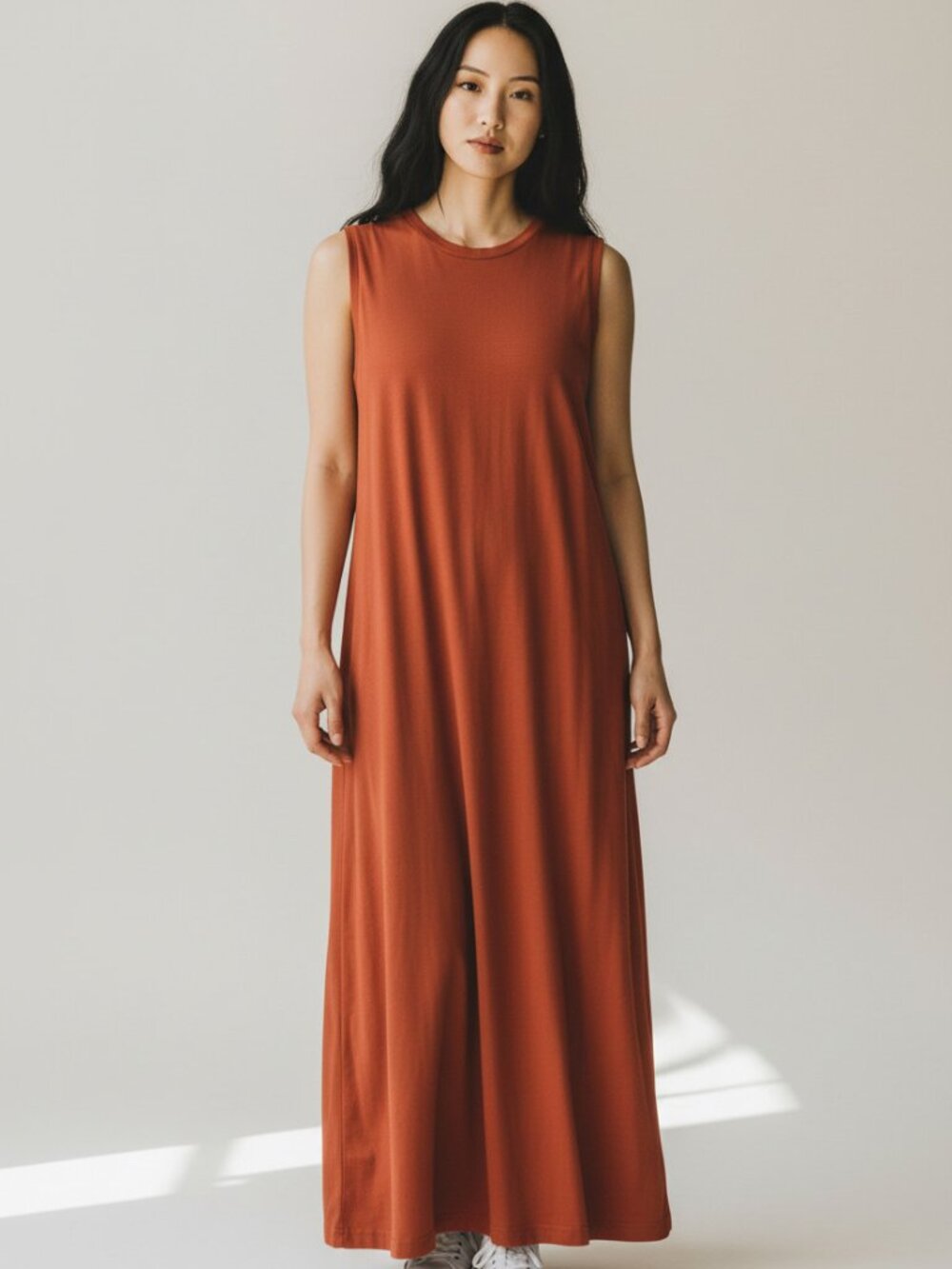 Fantaslook Terracotta Burnt Orange Sleeveless Maxi Dress - Large